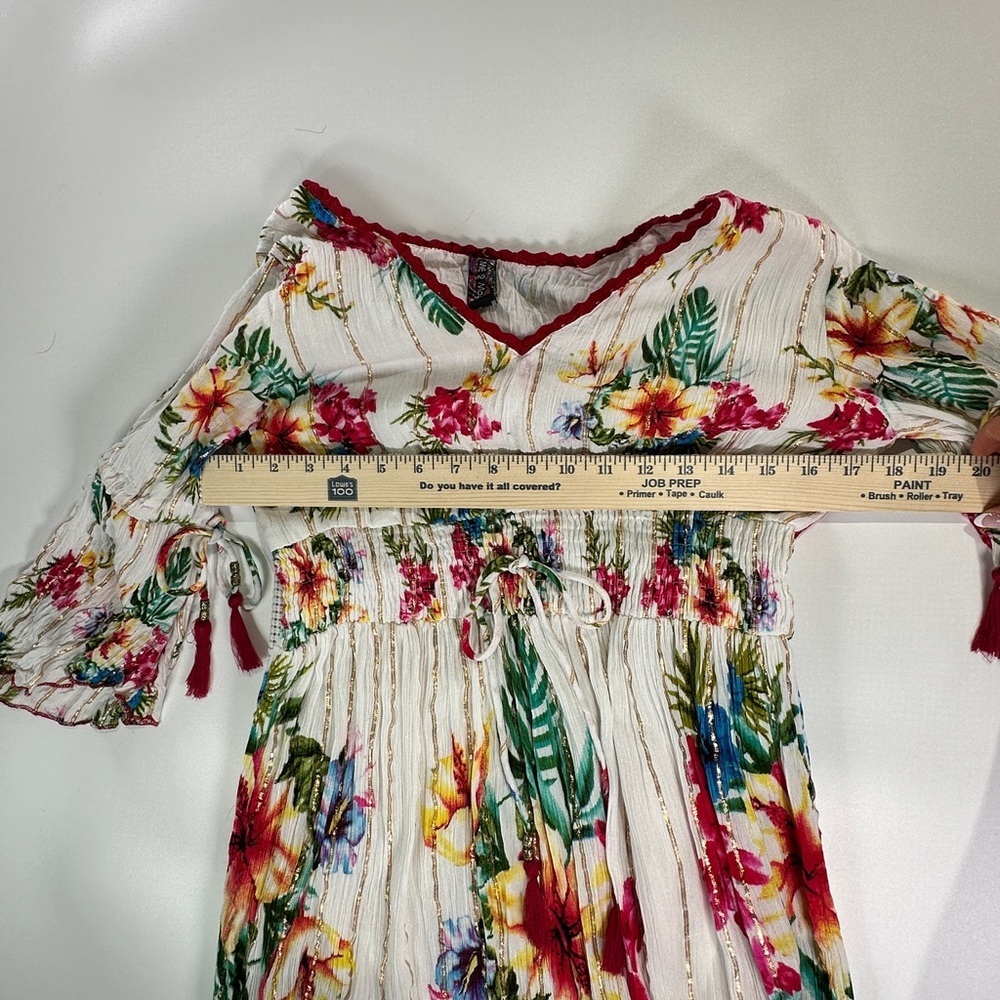 Me 2 Magic Boho Viscose Floral Smocked Waist Midi Dress Size L - Picture 12 of 16